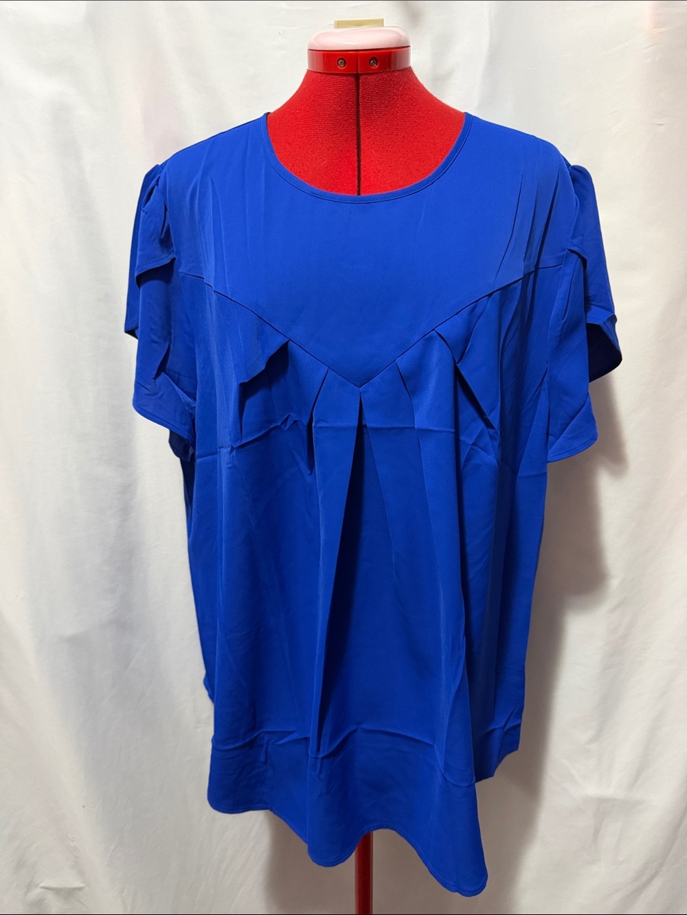 Pleated Short Sleeve Tunic in Royal Blue